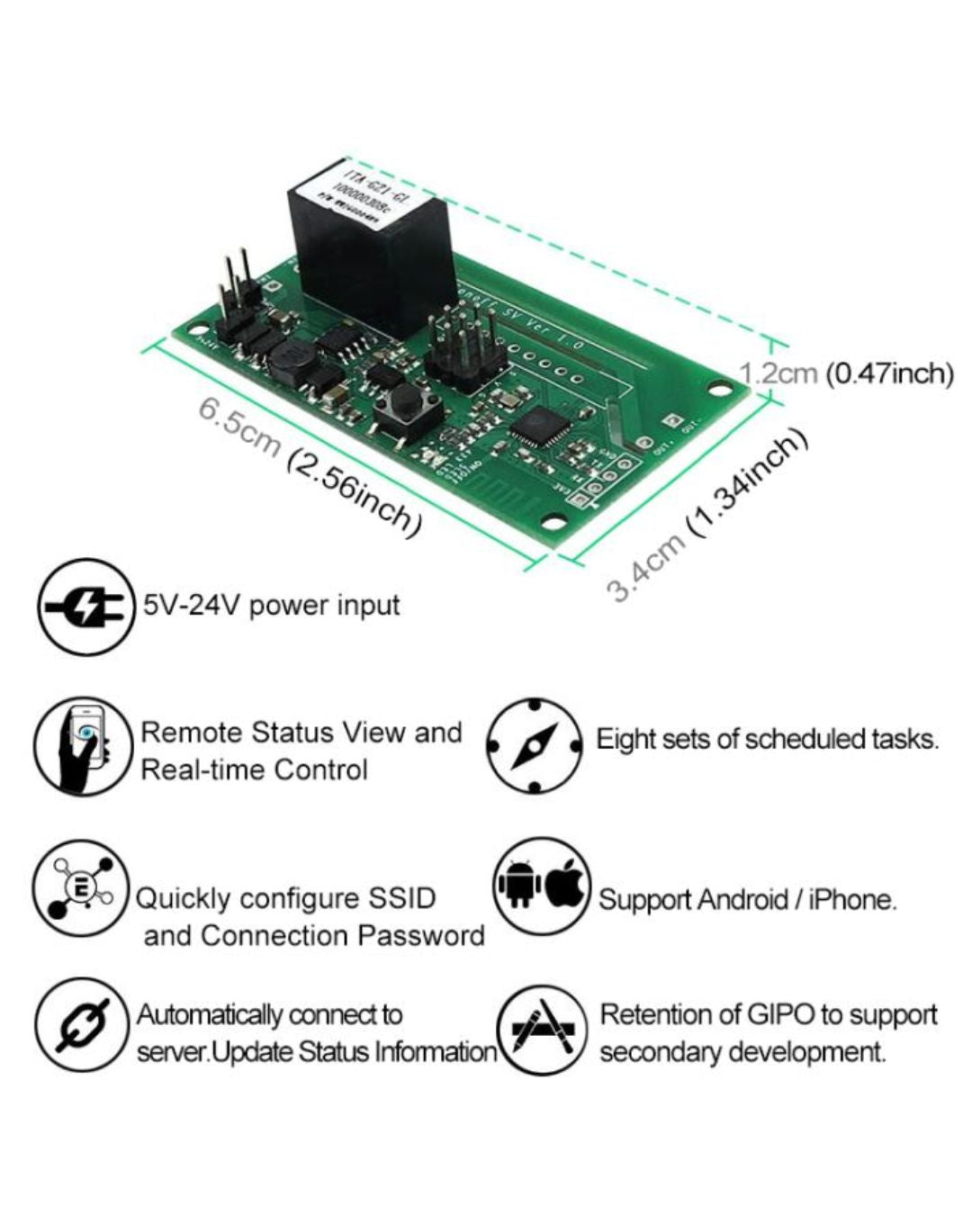 Sonoff SV Modulo relè WiFi wireless DC 5V-24V