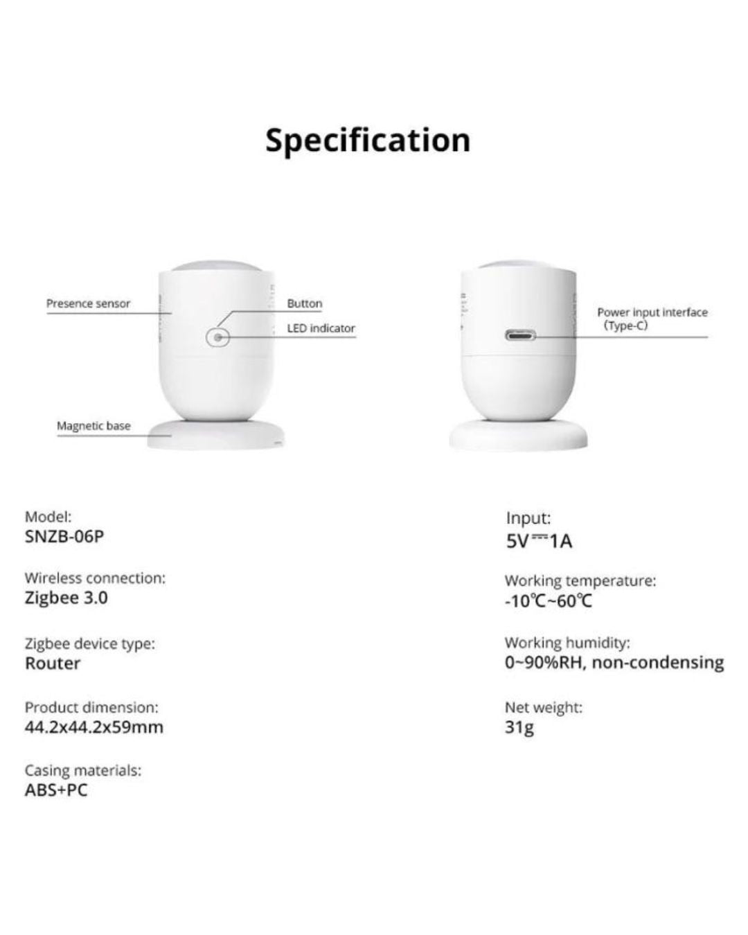 Sonoff SNZB 06P Sensore di movimento presenza umana termical