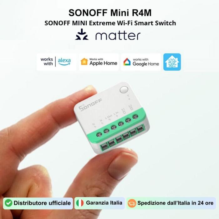 Sonoff Mini R4 M Matter smart switch comando luci prese