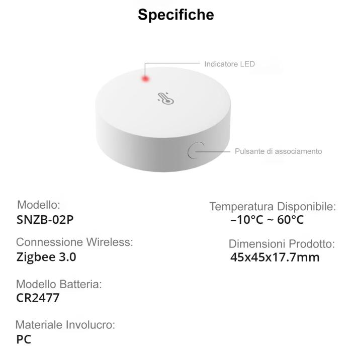 Sonoff SNZB-02P Sensore intelligente di temperatura